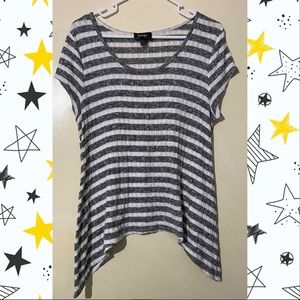 Grey and white striped shark bite top